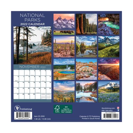 National Parks 2022 Calendar 2022 National Parks Mini Calendar | Michaels
